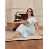 Ekouaer Cotton Nightgowns for Women Soft Long Button Night Gowns Comfy House Dress with Pockets Short Sleeve Sleepwear S-3XL(Light Green Daisy)
