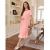 Ekouaer Cotton Nightgowns for Women Soft Long Button Night Gowns Comfy House Dress with Pockets Short Sleeve Sleepwear S-3XL(Light Pink)