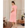 Ekouaer Cotton Nightgowns for Women Soft Long Button Night Gowns Comfy House Dress with Pockets Short Sleeve Sleepwear S-3XL(Light Pink)