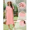 Ekouaer Cotton Nightgowns for Women Soft Long Button Night Gowns Comfy House Dress with Pockets Short Sleeve Sleepwear S-3XL(Light Pink)