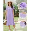 Ekouaer Cotton Nightgowns for Women Soft Long Button Night Gowns Comfy House Dress with Pockets Short Sleeve Sleepwear S-3XL(Lilac)
