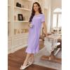 Ekouaer Cotton Nightgowns for Women Soft Long Button Night Gowns Comfy House Dress with Pockets Short Sleeve Sleepwear S-3XL(Lilac)