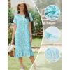 Ekouaer Cotton Nightgowns for Women Soft Long Button Night Gowns Comfy House Dress with Pockets Short Sleeve Sleepwear S-3XL(Line Flowers)