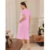 Ekouaer Cotton Nightgowns for Women Soft Long Button Night Gowns Comfy House Dress with Pockets Short Sleeve Sleepwear S-3XL(Pink)