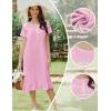 Ekouaer Cotton Nightgowns for Women Soft Long Button Night Gowns Comfy House Dress with Pockets Short Sleeve Sleepwear S-3XL(Pink)