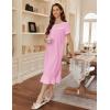 Ekouaer Cotton Nightgowns for Women Soft Long Button Night Gowns Comfy House Dress with Pockets Short Sleeve Sleepwear S-3XL(Pink)