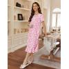 Ekouaer Cotton Nightgowns for Women Soft Long Button Night Gowns Comfy House Dress with Pockets Short Sleeve Sleepwear S-3XL(Pink Flower)