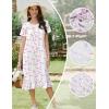 Ekouaer Cotton Nightgowns for Women Soft Long Button Night Gowns Comfy House Dress with Pockets Short Sleeve Sleepwear S-3XL(Pink Flowers)