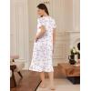 Ekouaer Cotton Nightgowns for Women Soft Long Button Night Gowns Comfy House Dress with Pockets Short Sleeve Sleepwear S-3XL(Pink Flowers)