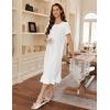 Ekouaer Cotton Nightgowns for Women Soft Long Button Night Gowns Comfy House Dress with Pockets Short Sleeve Sleepwear S-3XL(White)