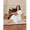 Ekouaer Cotton Nightgowns for Women Soft Long Button Night Gowns Comfy House Dress with Pockets Short Sleeve Sleepwear S-3XL(White)