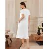 Ekouaer Cotton Nightgowns for Women Soft Long Button Night Gowns Comfy House Dress with Pockets Short Sleeve Sleepwear S-3XL(White)