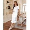 Ekouaer Cotton Nightgowns for Women Soft Long Button Night Gowns Comfy House Dress with Pockets Short Sleeve Sleepwear S-3XL(White Flowers)
