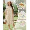 Ekouaer Cotton Nightgowns for Women Soft Long Button Night Gowns Comfy House Dress with Pockets Short Sleeve Sleepwear S-3XL(Yellow Florals)