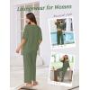 Ekouaer Lounge Sets for Women Comfy Pajamas Set 2 Piece Outfits Short Sleeve Tops and Wide Leg Pants with Large Pockets(Army Green)