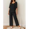 Ekouaer Lounge Sets for Women Comfy Pajamas Set 2 Piece Outfits Short Sleeve Tops and Wide Leg Pants with Large Pockets(Black)