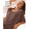Ekouaer Lounge Sets for Women Comfy Pajamas Set 2 Piece Outfits Short Sleeve Tops and Wide Leg Pants with Large Pockets(Brown)