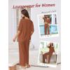 Ekouaer Lounge Sets for Women Comfy Pajamas Set 2 Piece Outfits Short Sleeve Tops and Wide Leg Pants with Large Pockets(Camel)