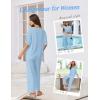 Ekouaer Lounge Sets for Women Comfy Pajamas Set 2 Piece Outfits Short Sleeve Tops and Wide Leg Pants with Large Pockets(Clear Blue)