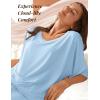 Ekouaer Lounge Sets for Women Comfy Pajamas Set 2 Piece Outfits Short Sleeve Tops and Wide Leg Pants with Large Pockets(Clear Blue)