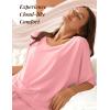 Ekouaer Lounge Sets for Women Comfy Pajamas Set 2 Piece Outfits Short Sleeve Tops and Wide Leg Pants with Large Pockets(Coral Pink)