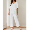 Ekouaer Lounge Sets for Women Comfy Pajamas Set 2 Piece Outfits Short Sleeve Tops and Wide Leg Pants with Large Pockets(Cream)