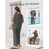 Ekouaer Lounge Sets for Women Comfy Pajamas Set 2 Piece Outfits Short Sleeve Tops and Wide Leg Pants with Large Pockets(Dark Gray)