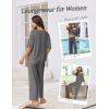 Ekouaer Lounge Sets for Women Comfy Pajamas Set 2 Piece Outfits Short Sleeve Tops and Wide Leg Pants with Large Pockets(Gray)