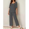 Ekouaer Lounge Sets for Women Comfy Pajamas Set 2 Piece Outfits Short Sleeve Tops and Wide Leg Pants with Large Pockets(Gray)