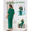 Ekouaer Lounge Sets for Women Comfy Pajamas Set 2 Piece Outfits Short Sleeve Tops and Wide Leg Pants with Large Pockets(Ivy Green)