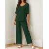 Ekouaer Lounge Sets for Women Comfy Pajamas Set 2 Piece Outfits Short Sleeve Tops and Wide Leg Pants with Large Pockets(Lake Green)