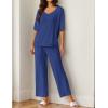 Ekouaer Lounge Sets for Women Comfy Pajamas Set 2 Piece Outfits Short Sleeve Tops and Wide Leg Pants with Large Pockets(Navy)