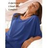 Ekouaer Lounge Sets for Women Comfy Pajamas Set 2 Piece Outfits Short Sleeve Tops and Wide Leg Pants with Large Pockets(Navy)