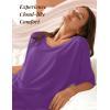 Ekouaer Lounge Sets for Women Comfy Pajamas Set 2 Piece Outfits Short Sleeve Tops and Wide Leg Pants with Large Pockets(Purple)