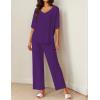 Ekouaer Lounge Sets for Women Comfy Pajamas Set 2 Piece Outfits Short Sleeve Tops and Wide Leg Pants with Large Pockets(Purple)