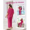 Ekouaer Lounge Sets for Women Comfy Pajamas Set 2 Piece Outfits Short Sleeve Tops and Wide Leg Pants with Large Pockets(Rose)