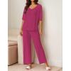Ekouaer Lounge Sets for Women Comfy Pajamas Set 2 Piece Outfits Short Sleeve Tops and Wide Leg Pants with Large Pockets(Rose)