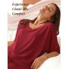 Ekouaer Lounge Sets for Women Comfy Pajamas Set 2 Piece Outfits Short Sleeve Tops and Wide Leg Pants with Large Pockets(Wine Red)