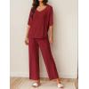 Ekouaer Lounge Sets for Women Comfy Pajamas Set 2 Piece Outfits Short Sleeve Tops and Wide Leg Pants with Large Pockets(Wine Red)