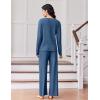 Ekouaer Lounge Sets for Women Comfy Ribbed Knit Pajamas Fall Long Sleeve Sleepwear 2 Piece Casual Loungewear,S-XXL(Blue)