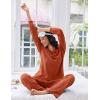 Ekouaer Lounge Sets for Women Comfy Ribbed Knit Pajamas Fall Long Sleeve Sleepwear 2 Piece Casual Loungewear,S-XXL(Caramel)