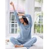 Ekouaer Lounge Sets for Women Comfy Ribbed Knit Pajamas Fall Long Sleeve Sleepwear 2 Piece Casual Loungewear,S-XXL(Clear Blue)