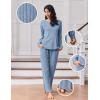 Ekouaer Lounge Sets for Women Comfy Ribbed Knit Pajamas Fall Long Sleeve Sleepwear 2 Piece Casual Loungewear,S-XXL(Clear Blue)