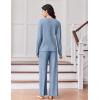 Ekouaer Lounge Sets for Women Comfy Ribbed Knit Pajamas Fall Long Sleeve Sleepwear 2 Piece Casual Loungewear,S-XXL(Clear Blue)