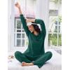Ekouaer Lounge Sets for Women Comfy Ribbed Knit Pajamas Fall Long Sleeve Sleepwear 2 Piece Casual Loungewear,S-XXL(Dark Green)