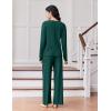 Ekouaer Lounge Sets for Women Comfy Ribbed Knit Pajamas Fall Long Sleeve Sleepwear 2 Piece Casual Loungewear,S-XXL(Dark Green)