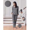 Ekouaer Lounge Sets for Women Comfy Ribbed Knit Pajamas Fall Long Sleeve Sleepwear 2 Piece Casual Loungewear,S-XXL(Grey)