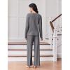 Ekouaer Lounge Sets for Women Comfy Ribbed Knit Pajamas Fall Long Sleeve Sleepwear 2 Piece Casual Loungewear,S-XXL(Grey)