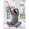 Ekouaer Lounge Sets for Women Comfy Ribbed Knit Pajamas Fall Long Sleeve Sleepwear 2 Piece Casual Loungewear,S-XXL(Grey)