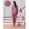 Ekouaer Lounge Sets for Women Comfy Ribbed Knit Pajamas Fall Long Sleeve Sleepwear 2 Piece Casual Loungewear,S-XXL(Purple Red)